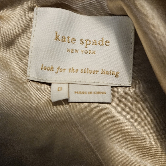 Kate Spade Dorothy Shift Dress Size 0 Starlight Gold Tweed Bow Event Formal Silk - Picture 14 of 16